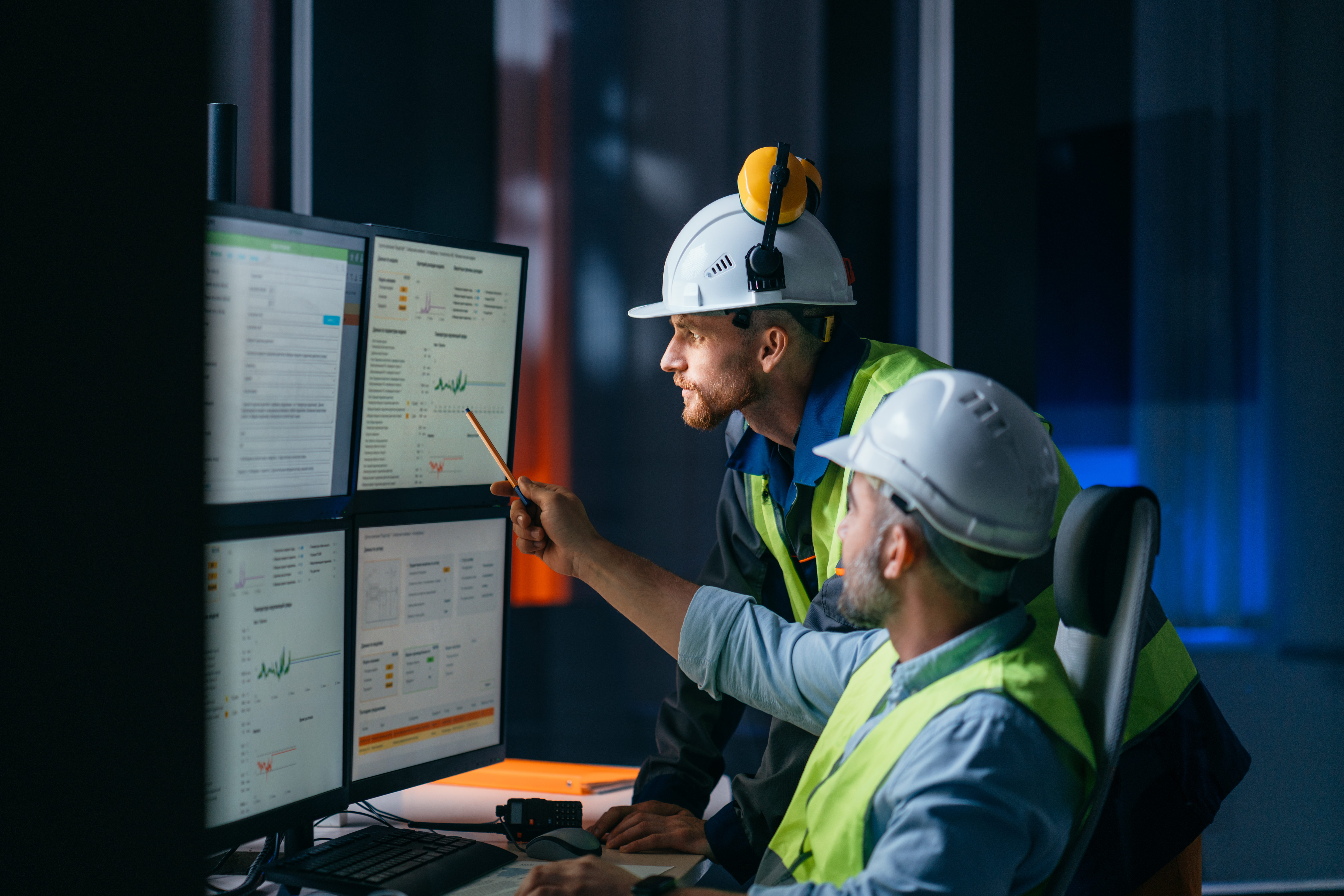 Engineers Monitoring Control Room Screens